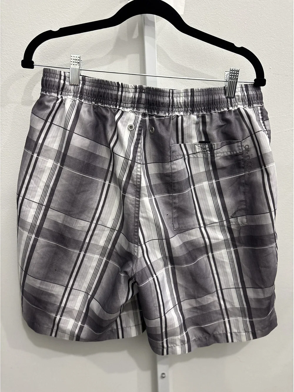 Calvin Klein Men's Gray Plaid Swim Trunks